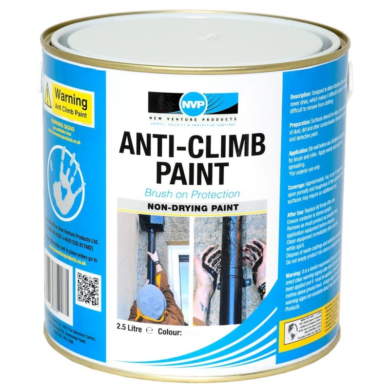 Anti Climb Paint (Anti-Vandal & Anti-Intruder) - 2.5 litre Grey Anti Climb Paint (Anti-Vandal & Anti-Intruder) - 2.5 litre Grey